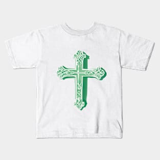 Cross Pastel Green Shadow Silhouette Anime Style Collection No. 214 Kids T-Shirt